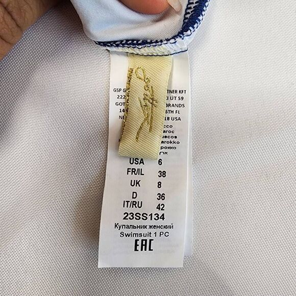 Gottex Size 6 Women's Sail To Sunset Square Neck One Piece Swimsuit Navy - Picture 5 of 9